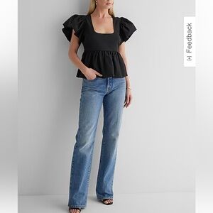 Square Neck Flutter Sleeve Peplum
Babydoll Top